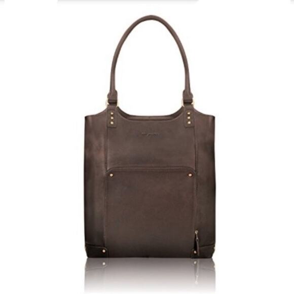 Solo New York 16" Leather Laptop Bucket Tote Bag - Picture 1 of 16